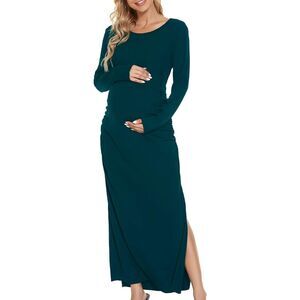 Smallshow Split Maternity Long Sleeve Ruched Pregnancy Dress Sz M